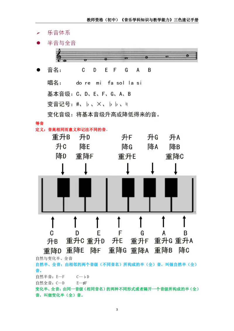 教师资格《（初中）音乐》三色速记手册_4-教培资料-26年最新资料-同步更新_初中高中教资_03科三专项（进去保存报考的学科即可）_03科三初高中三色笔记（无水印版）_初中