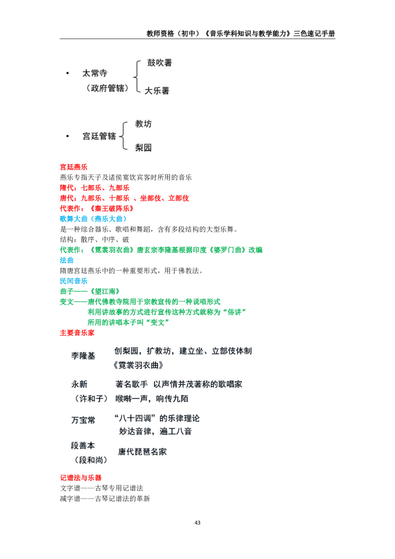 教师资格《（初中）音乐》三色速记手册_4-教培资料-26年最新资料-同步更新_初中高中教资_03科三专项（进去保存报考的学科即可）_03科三初高中三色笔记（无水印版）_初中