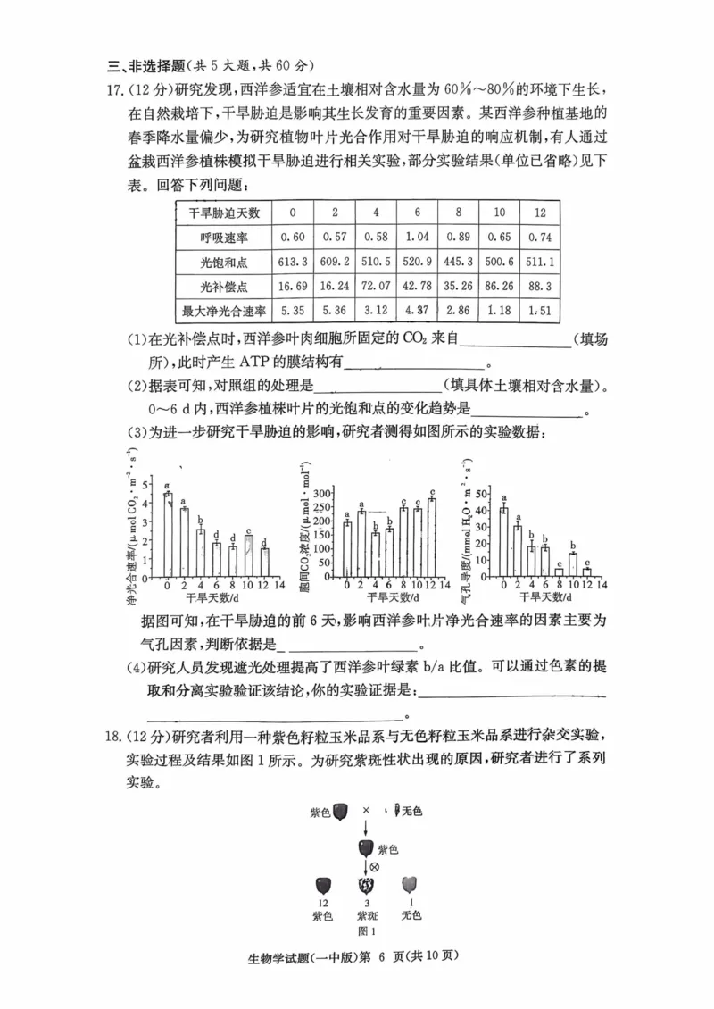 湖南省长沙市第一中学2025-2026学年高三上学期月考（四）（11月）生物学_251130湖南省长沙市第一中学2025-2026学年高三上学期11月月考（全科）