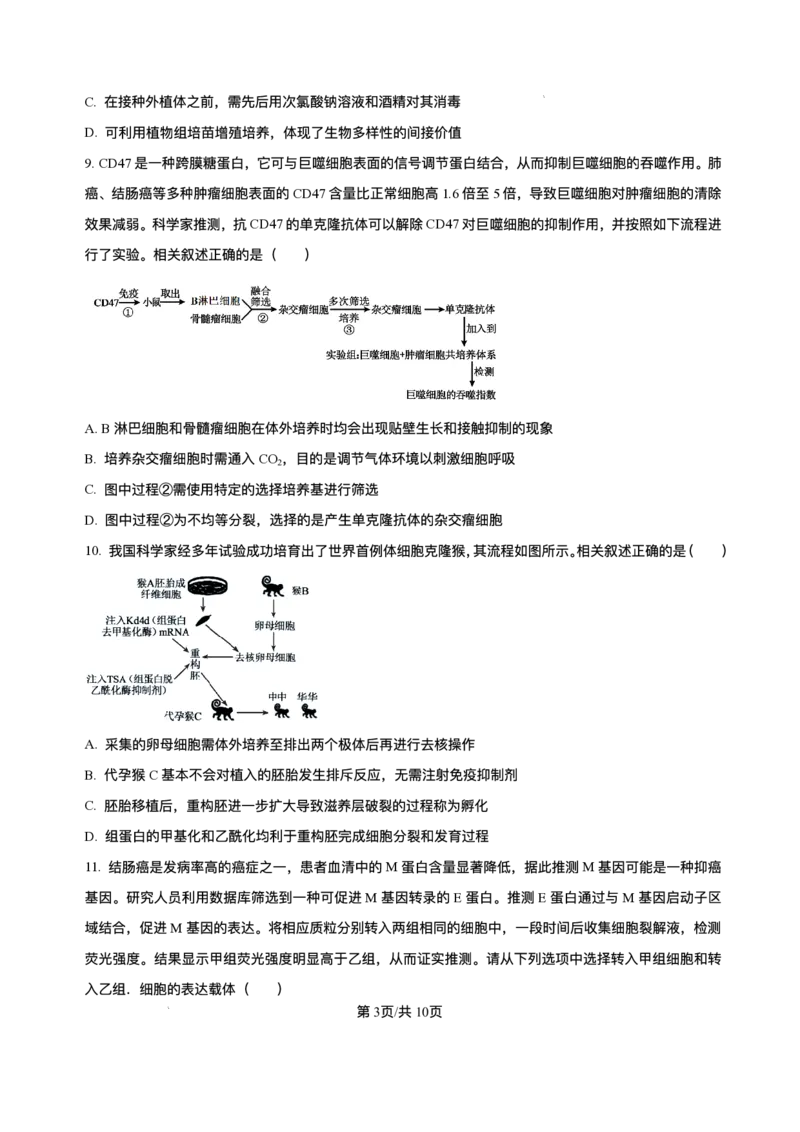 河北省石家庄市2024-2025学年高二下学期期末教学质量检测生物试卷（含答案）_2025年7月_250711河北省石家庄市2024-2025学年高二下学期期末教学质量检测（全科）