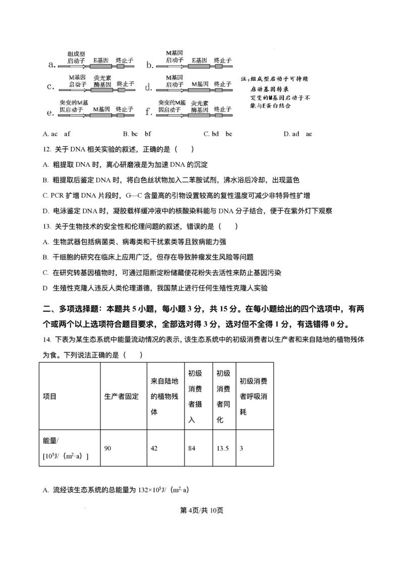 河北省石家庄市2024-2025学年高二下学期期末教学质量检测生物试卷（含答案）_2025年7月_250711河北省石家庄市2024-2025学年高二下学期期末教学质量检测（全科）