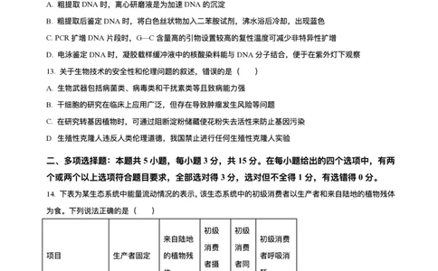河北省石家庄市2024-2025学年高二下学期期末教学质量检测生物试卷（含答案）_2025年7月_250711河北省石家庄市2024-2025学年高二下学期期末教学质量检测（全科）