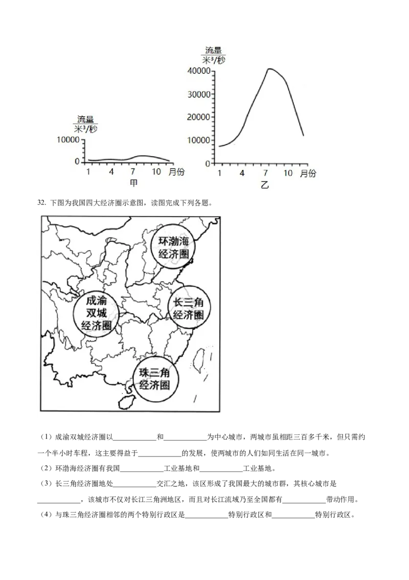 精品解析：2022年四川省凉山州中考地理真题（原卷版）_中考真题_9.地理中考真题2015-2024年_2022中考地理真题98份18