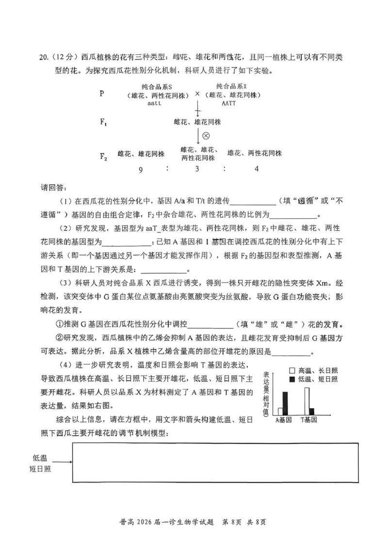 四川省自贡市普高2026届第一次诊断性考试生物_2025年12月_251214四川省自贡市普高2026届第一次诊断性考试_四川省自贡市普高2026届第一次诊断性考试生物