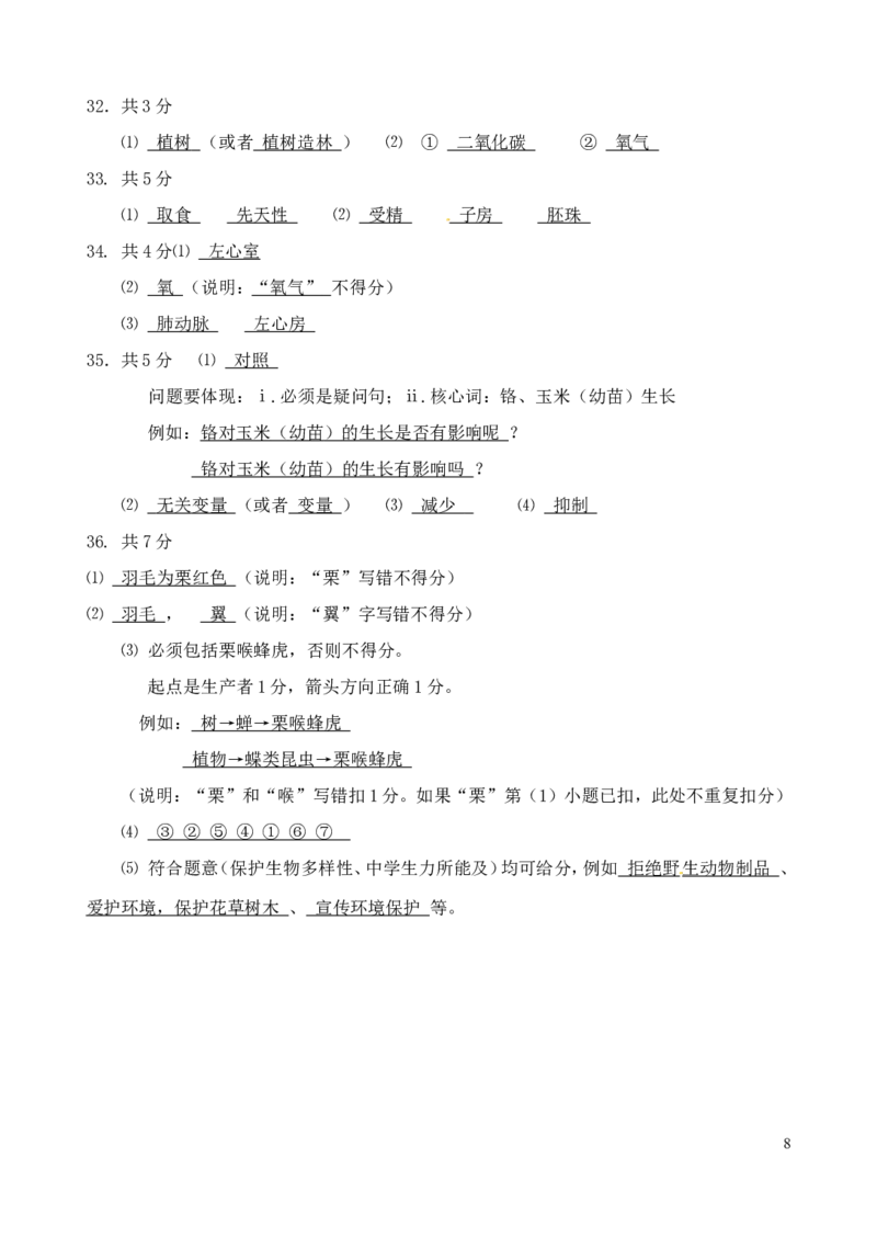 福建省厦门市2016年中考生物真题试题（含答案）_中考真题_8.生物中考真题2015-2024年_2016年全国中考生物74份