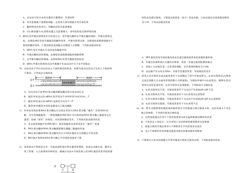 宁夏银川第一中学2025-2026学年高三上学期第五次月考生物试题_2025年12月_251231宁夏回族自治区银川一中2024-2025学年高三上学期第五次月考（全科）