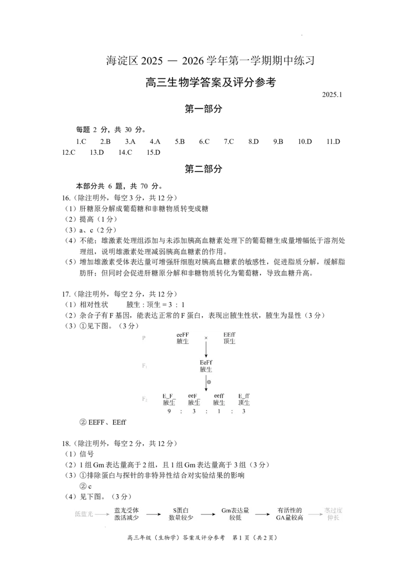 海淀区2025-2026学年第一学期期中练习答案_251107北京市海淀区2025-2026学年高三上学期期中（全科）_北京市海淀区2025-2026学年高三上学期期中考试生物试题（含答案）