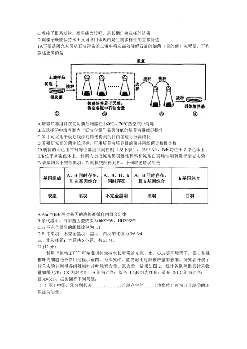 2024届辽宁省沈阳市高中三年级教学质量监测（一）生物(1)_2024年1月_021月合集_2024届辽宁省沈阳市高中三年级教学质量监测（一）