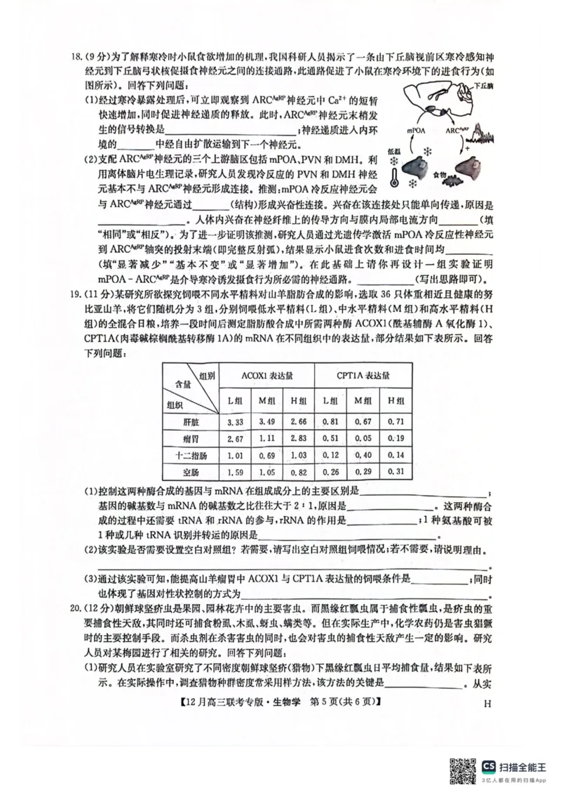 九师生物2025-12-1714.05_2025年12月_251218河南九师联盟2026届高三上学期12月联考（全科）_河南九师联盟2026届高三上学期12月联考生物