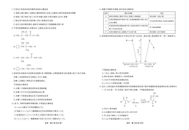 化学辽宁省县域重点高中2024-2025学年度高二下学期期末考试_2025年7月_250725衡中同卷&middot;辽宁省县域重点高中2024-2025学年度高二下学期期末考试（全科）