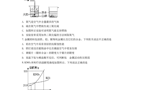 精品解析：2021年江苏省南通市中考化学试题（原卷版）_中考真题_5.化学中考真题2015-2024年_地区卷_江苏省_江苏南通中考化学2008---2022年