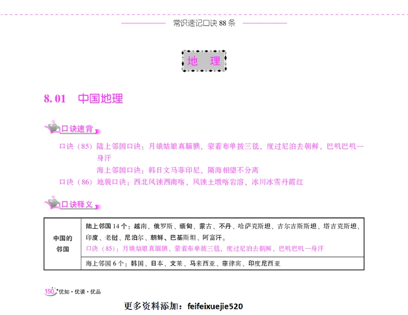 李梦娇常识速记口诀88条（8.0版）_26吉林考备考资料包_04行测资料包（笔记图推导图等）_42常识口诀88条