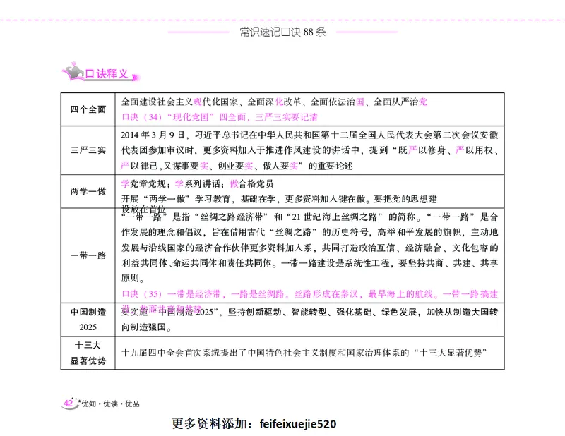 李梦娇常识速记口诀88条（8.0版）_26吉林考备考资料包_04行测资料包（笔记图推导图等）_42常识口诀88条