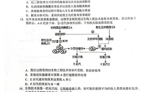 江苏省盐城市东台市2024-2025学年高二下学期期末考试生物试卷_2025年6月_250625江苏盐城市2024-2025学年高二下学期期末考试（全科）