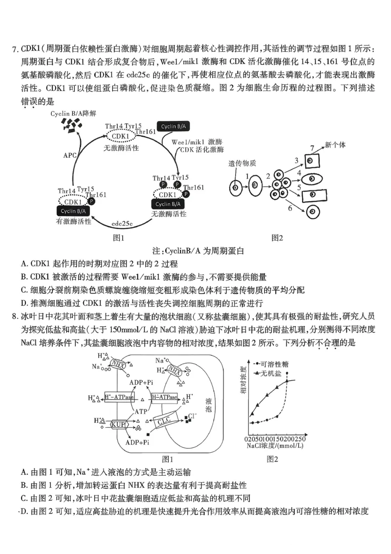 南开中学高2026届高三第三次质量检测生物_251109重庆市南开中学高2026届高三第三次质量检测（全科）