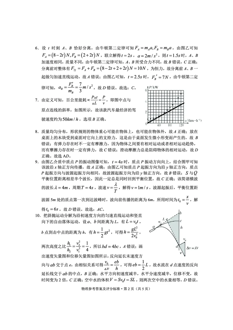 大理州2026届高中毕业生第一次复习统一检测物理答案_251117云南省大理州2026届高中毕业生第一次复习统一检测（全科）