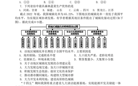 2024届陕西省宝鸡市高三上学期高考模拟检测（一）文综试题_2024年1月_01每日更新_16号_2024届陕西省宝鸡市高三上学期高考模拟检测（一）