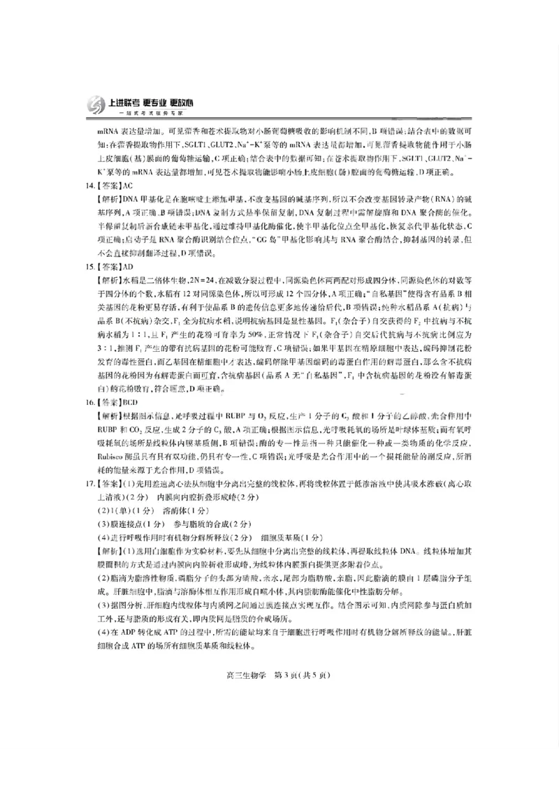 生物答案-江西省2026届上进稳派联考高三11月一轮复习阶段检测_251114江西省2026届上进稳派联考高三11月一轮复习阶段检测（全科）