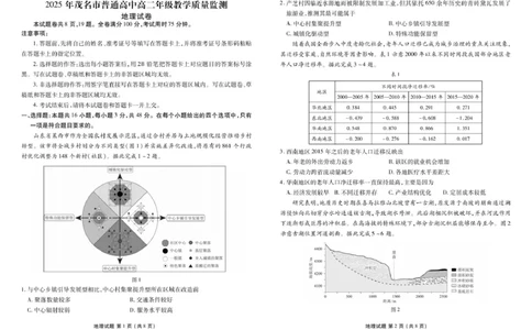 广东省茂名市2024-2025学年高二下学期期末教学质量监测地理试卷（含答案）_2025年7月_250707广东省茂名市2024-2025学年高二下学期期末教学质量监测（全科）