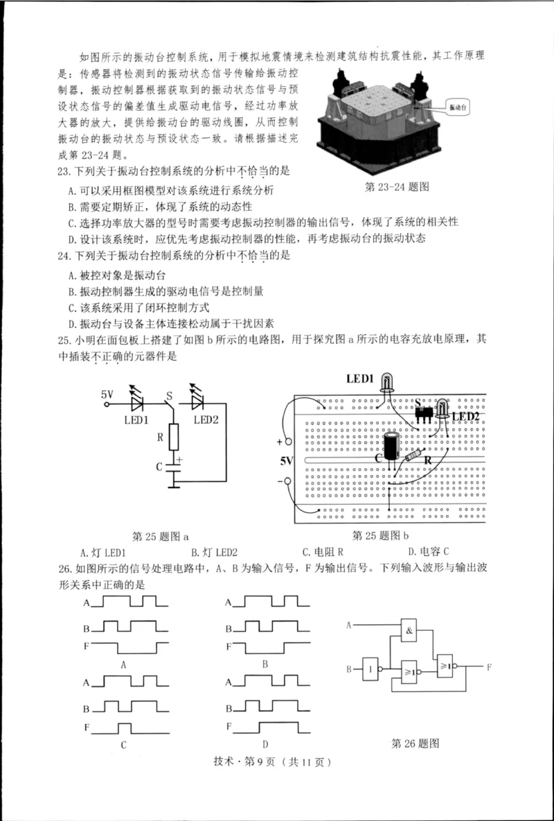 杭州市2024-2025学年高二下学期6月期末考试-技术试卷_2025年6月_250625浙江杭州市2024-2025学年高二下学期6月期末考试教学质量检测（全科）