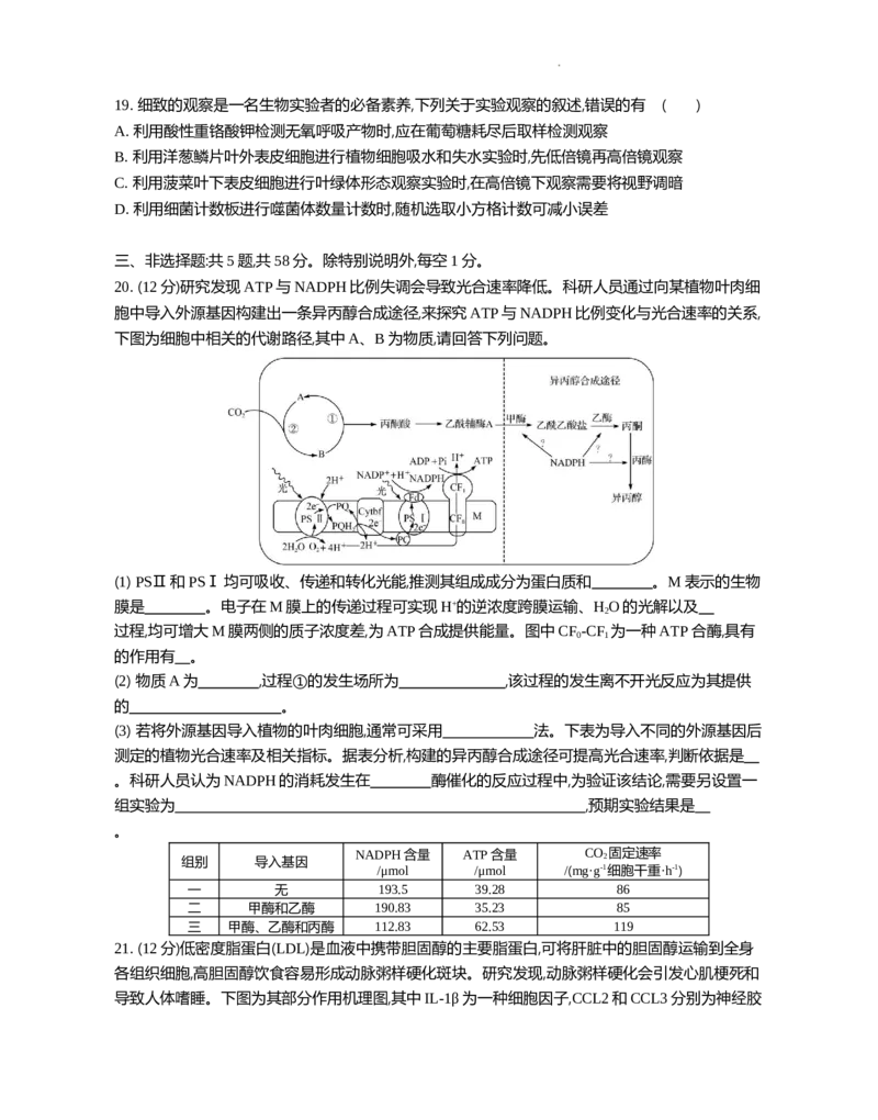 江苏省部分高中2024-2025学年高二下学期期末迎考生物试题_2025年6月_250618江苏省部分高中2024-2025学年高二下学期期末迎考（全科）
