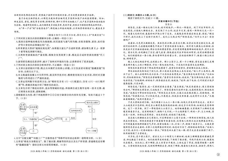河南省百师联盟2026届高三年级11月阶段检测语文_251115河南省百师联盟2026届高三年级11月阶段检测（全科）