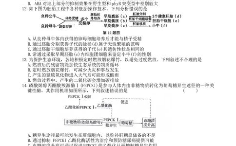 2023学年第一学期浙江省七校教研共同体调研测试-生物试题卷_2024届浙江省教改共同体高三上学期1月联考_浙江省教改共同体2024届高三上学期1月联考生物