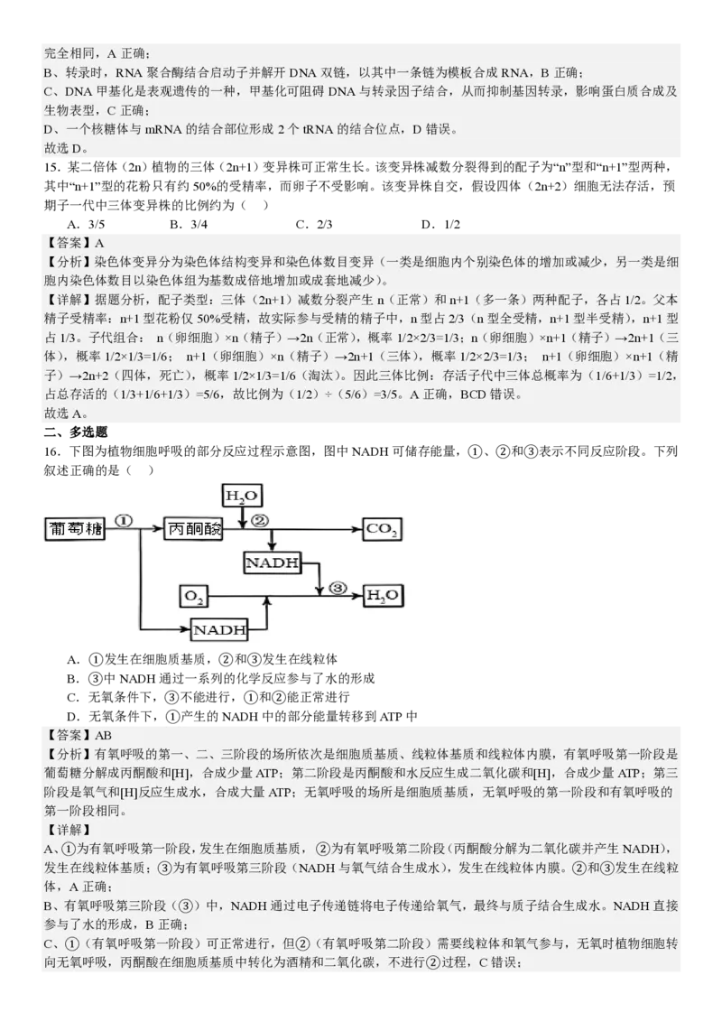 黑、吉、辽、蒙生物-答案_1.高考2025全国各省真题+答案_00.2025各省市高考真题及答案（按省份分类）_24.吉林卷（9科全）_生物