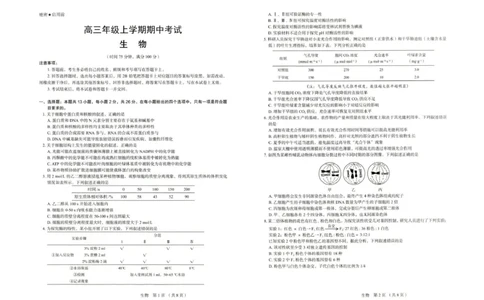 河北省唐山市十校2025-2026学年高三上学期12月期中考试生物试题_2025年12月_251202河北省唐山市十校2025-2026学年高三上学期12月期中（全科）