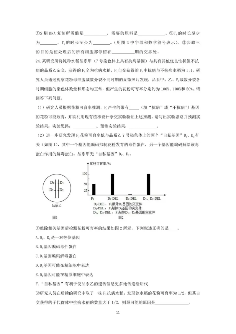 山东师范大学附属中学2025-2026学年高三上学期11月期中考试生物试题_2025年12月_251201山东省济南市山东师范大学附属中学2025-2026学年高三上学期11月期中（全科）