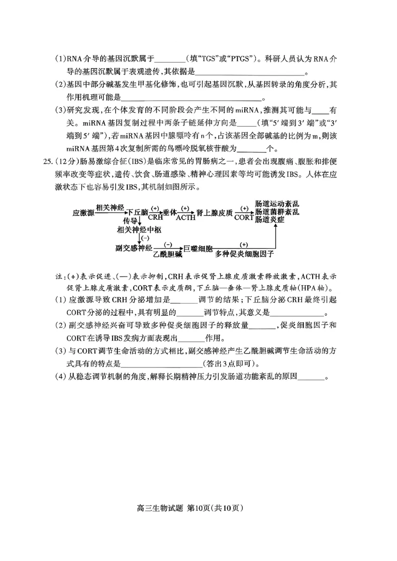 山东省泰安市2026届高三上学期期中考试生物_251118山东省泰安市2026届高三上学期期中考试（全科）