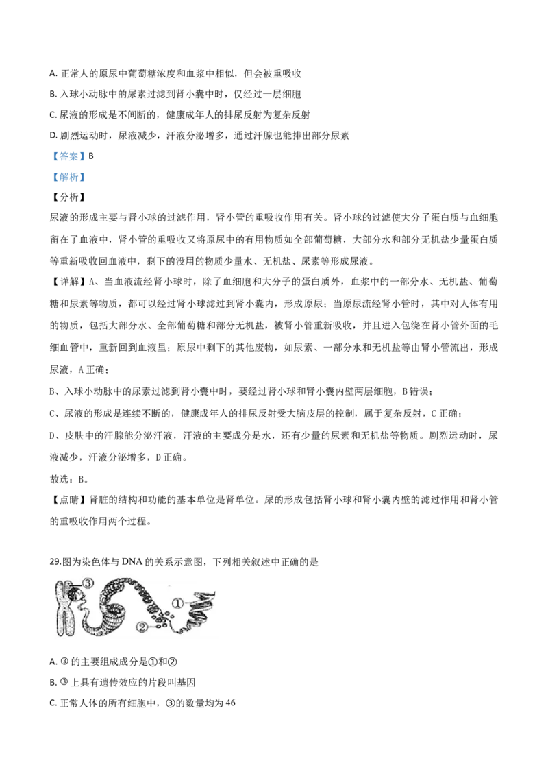 精品解析：2019年山东日照中考生物试题（解析版）_中考真题_8.生物中考真题2015-2024年_2019年全国中考生物92份_精品解析：山东省日照市2019年中考生物试题