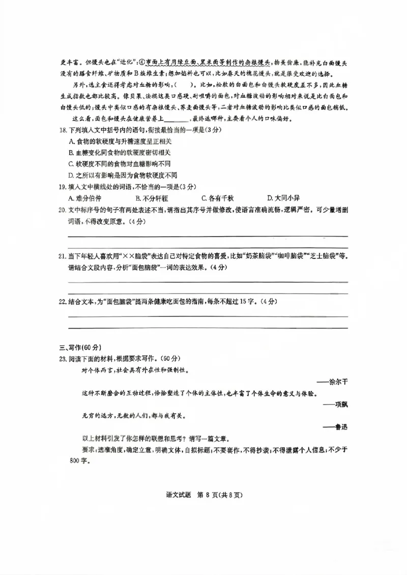 华大新高考联盟2026届高三11月教学质量测评语文试题及解析_251126湖北省华大新高考联盟2026届高三11月教学质量测评（全科）