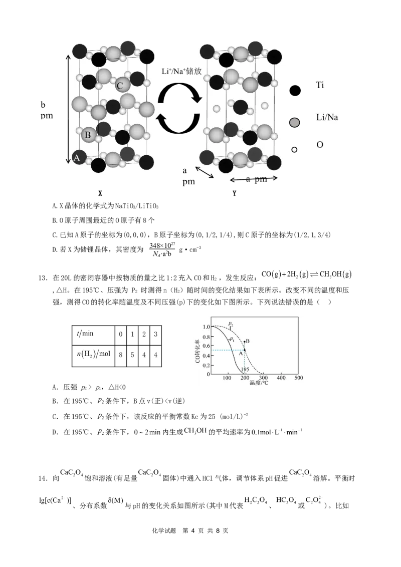 ==化学试题_2025年6月_250602安徽省马鞍山二中2025届高三年级高考适应性考试（全科）_卷word