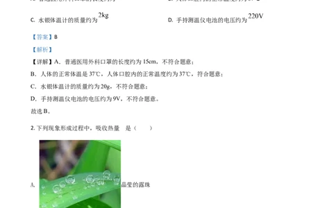 精品解析：2020年辽宁省抚顺、葫芦岛市中考物理试题（解析版）_中考真题_4.物理中考真题2015-2024年_2020中考物理真题110份