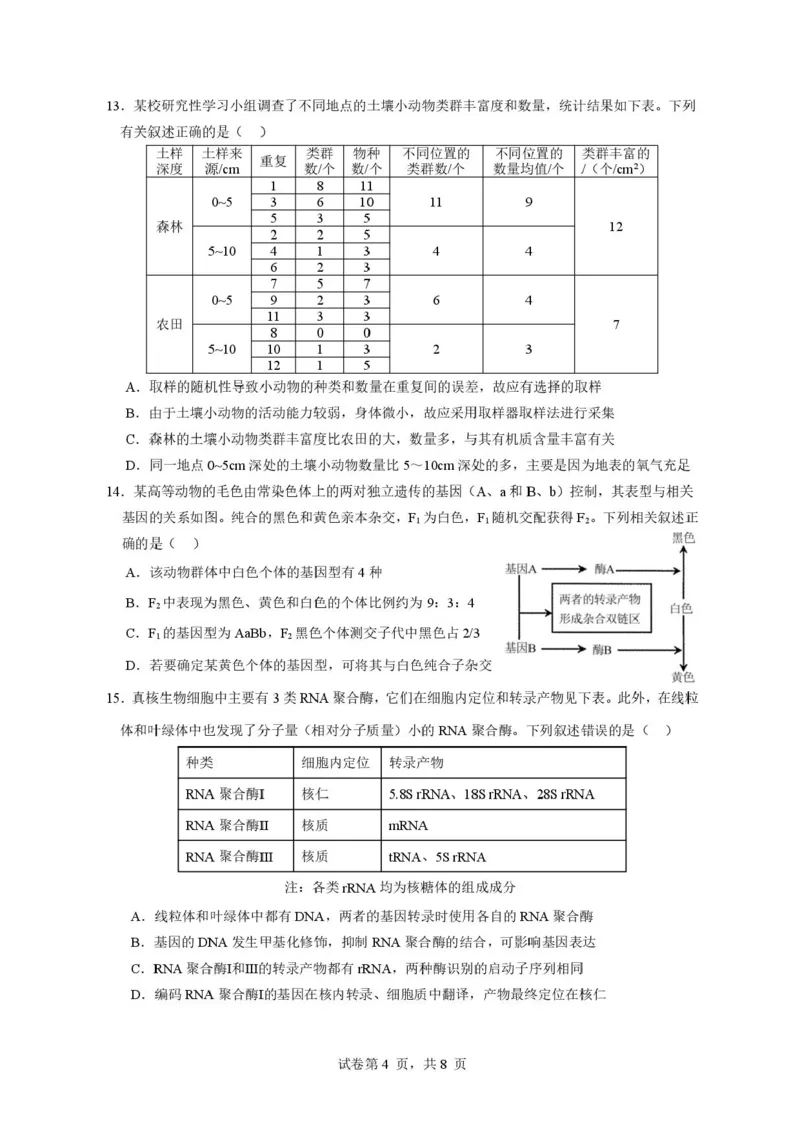 广东省东莞市七校2025-2026学年高三上学期12月期中联考生物试题_2025年12月_251210广东省东莞市七校2025-2026学年高三上学期12月联考（全科）
