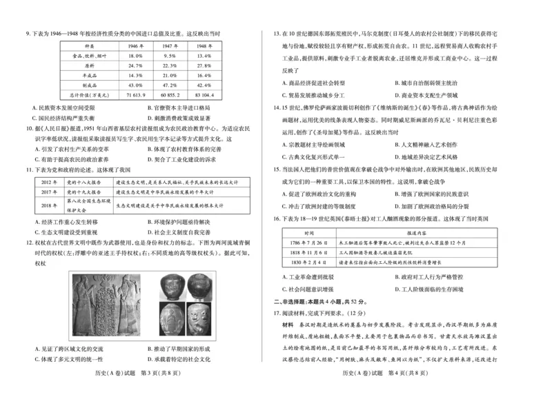 历史A卷天一大联考&middot;河南省、陕西甘肃省2025-2026学年（上）高三年级顶尖计划（二）_2025年12月_251211河南省、陕西甘肃省2025-2026学年（上）高三年级顶尖计划（二）（全科）