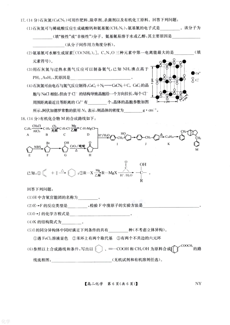 河南省南阳市九师联盟2024-2025学年高二下学期6月期末考试化学试题（含答案）_2025年6月_250619河南省南阳市九师联盟2024-2025学年高二下学期6月期末（全科）