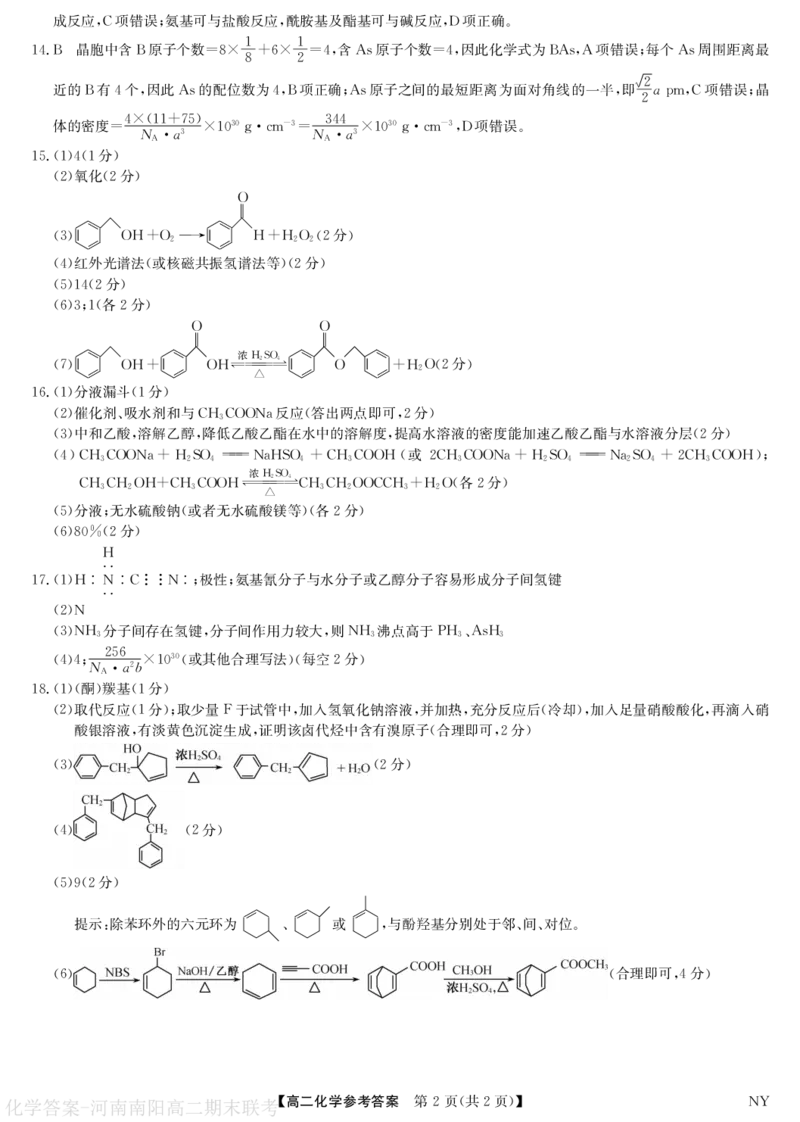 河南省南阳市九师联盟2024-2025学年高二下学期6月期末考试化学试题（含答案）_2025年6月_250619河南省南阳市九师联盟2024-2025学年高二下学期6月期末（全科）
