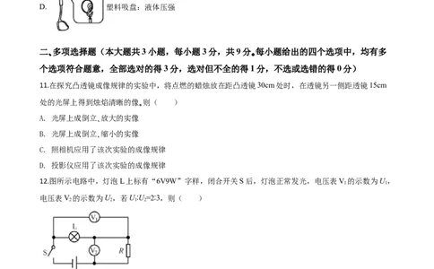 精品解析：2020年天津市中考物理试题（原卷版）_中考真题_4.物理中考真题2015-2024年_2020中考物理真题110份_2020年中考真题精品解析物理（天津卷）精编word版