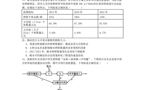 广东省惠州市实验中学2025-2026学年高三上学期12月阶段性检测生物试题_2025年12月_251207广东省惠州市实验中学2025-2026学年高三上学期12月阶段性检测（全科）