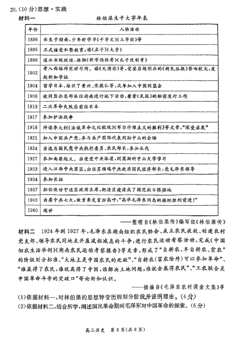 北京市东城区2024-2025学年高二下学期期末考试历史试题（含答案）_2025年7月_250728北京市东城区2024-2025学年高二下学期期末考试（全科）_0823204624