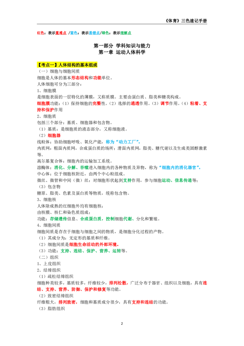 教师资格《（初中）体育与健康》三色速记手册_4-教培资料-26年最新资料-同步更新_初中高中教资_03科三专项（进去保存报考的学科即可）_03科三初高中三色笔记（无水印版）_初中