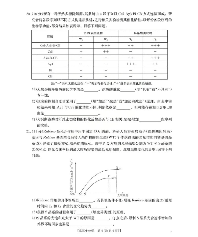 甘肃省2026届高三上学期10月联考（26-76C）生物_251103金太阳&middot;甘肃省2026届高三上学期10月联考（26-76C）（全科）