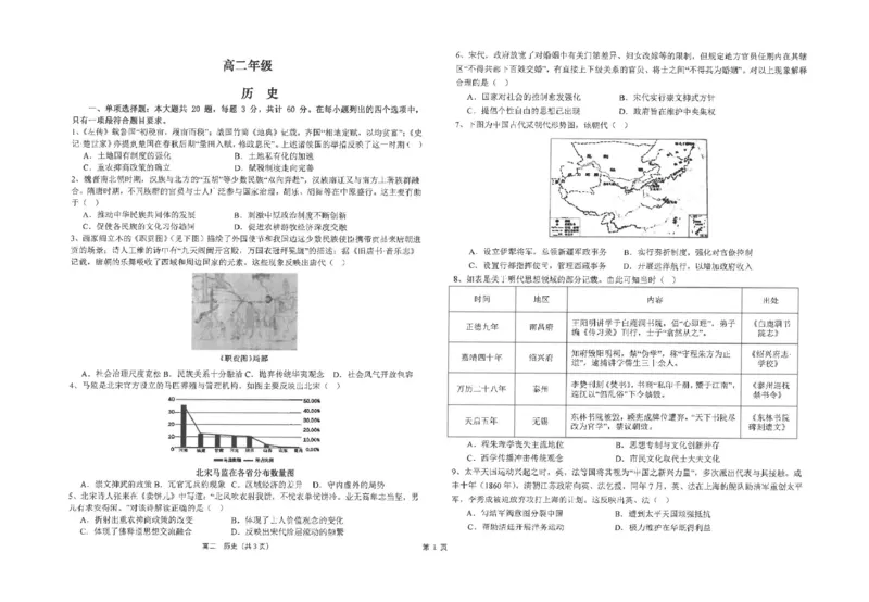 江苏省南通市海安高级中学2024-2025学年高二下学期6月月考历史试题（含答案）_2025年6月_250621江苏省南通市海安高级中学2024-2025学年高二下学期6月月考（全科）