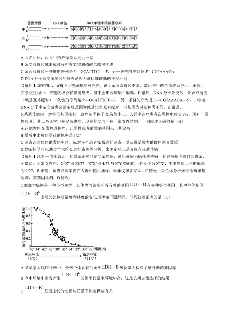 湖南省长沙市雨花区长沙市雅礼中学2025-2026学年高三上学期12月月考生物试题_2025年12月_251217湖南英才大联考雅礼中学2026届高三月考试卷（四）（全科）