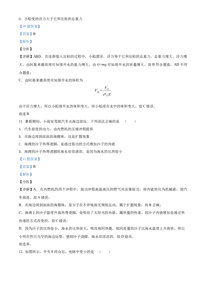 精品解析：2021年山东省淄博市中考物理试题（解析版）_中考真题_4.物理中考真题2015-2024年_地区卷_山东省_山东淄博物理10-21