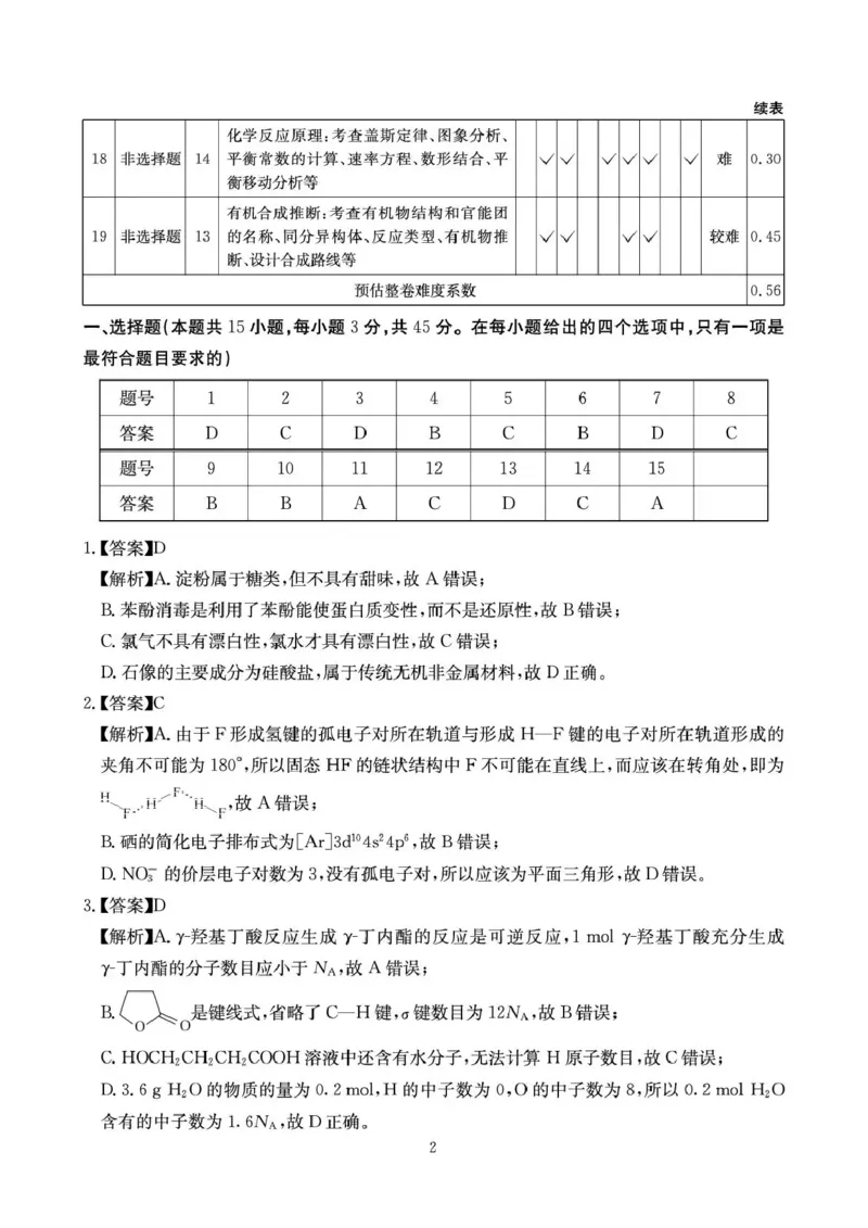 四川省2025一2026学年高三一轮复习阶段性测评化学答案_2025年12月_251208天府名校大联考&middot;四川省2025一2026学年高三一轮复习阶段性测评（全科）