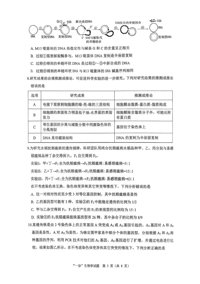 四川省达州市普通高中2026届高三上学期第一次诊断性测试生物试题（含答案）_2025年12月_251217四川省达州市普通高中2026届高三上学期第一次诊断性测试（全科）