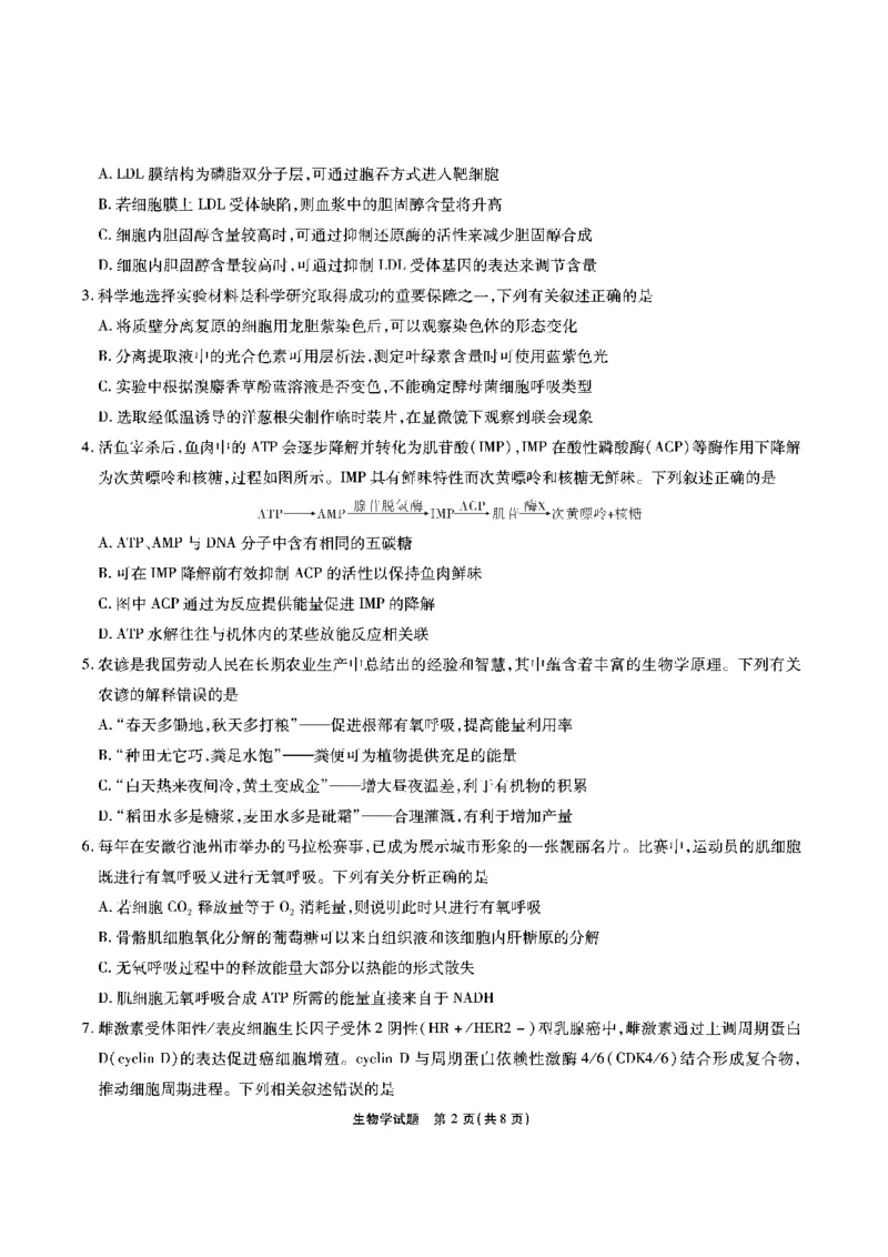 生物安徽省江淮十校2026届高三第二次考试（11月份期中质量检测）_251115安徽省江淮十校2026届高三第二次考试（11月份期中质量检测）（全科）